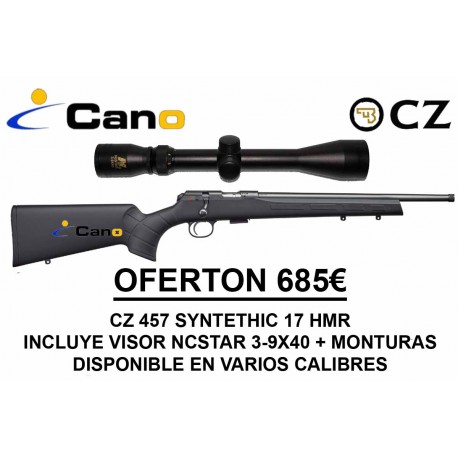 PACK OFERTA 17 HMR Rifle Ceska CZ 457 Synthetic + Visor