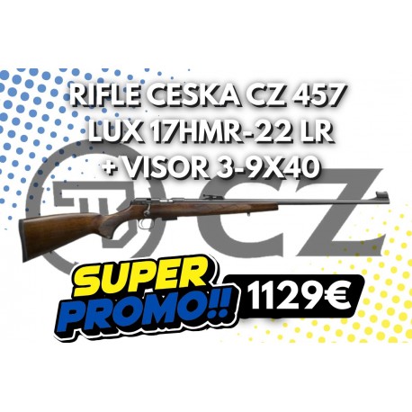 PACK OFERTA 17HMR - .22 LR CZ 457 Lux + VISOR